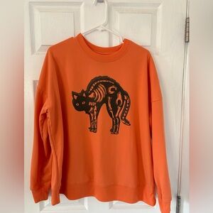 Hyde & EEK Skeleton Cat Orange Sweatshirt L Halloween